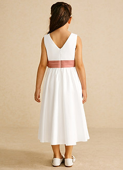 Azazie Darling Flower Girl Dresses Ivory Mai Tai A-Line Bow Cotton Dress image5