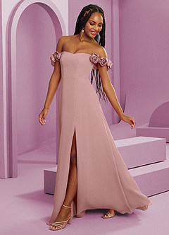 Barbie ♥ Azazie Bridesmaid Dresses Dusty Rose A-Line Off the Shoulder Chiffon Convertible Dress image7