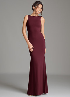 Azazie Gwen Bridesmaid Dresses Cabernet Mermaid Pleated Premium Stretch Jersey Dress image4