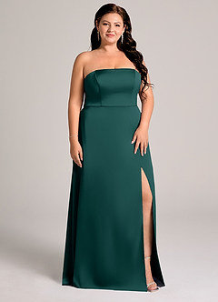 Azazie Wren Brudtärnklänningar Klä av A-Linje i Stretch Satin Axelbandslös Tallgrön Konvertibel image9