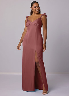 Barbie ♥ Azazie Final Sale Amethyst Sheath Stretch Satin Dress image6