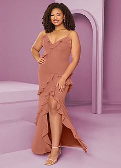 Barbie ♥ Azazie Jurken voor bruidsmeisjes Jurk van Chiffon met Kolom Meer Gesneden image11