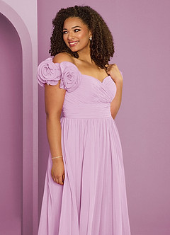 Barbie ♥ Azazie Jurken voor bruidsmeisjes Converteerbaar Jurk van Chiffon met A-Lijn Off the Shoulder Snoep Roze image4