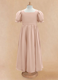 Azazie Joss Flower Girl Dresses English Rose A-Line with Sleeves Chiffon Dress image5