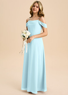 Azazie Anselie Junior Cloud Blue A-Line Off the Shoulder Chiffon Dress image6