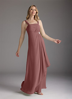 Azazie Weisz Mother of the Bride Dresses Desert Rose A-Line Square Neckline Pleated Chiffon Dress image10