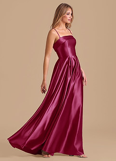 Azazie Lucienne Bridesmaid Dresses Burgundy A-Line Pleated Metallic Satin Dress image5