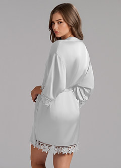 front Matching Color Satin Lace Robe