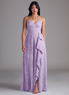 Azazie Naeem Robes de demoiselle d'honneur Robe Trapèze en Blumen-Burnout Lilas image1