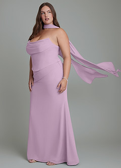 Azazie Sorrel Vestidos de damas de honor Vestido Glicinia de Gasa de Corte Sirena con Corsé image14