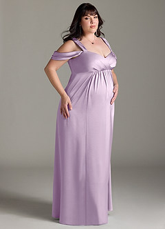 Azazie Rhea Abiti da damigella d'onore premaman Abito A-Line Plissettato a Spalla Scoperta Raso Elasticizzato Floor-Length image10