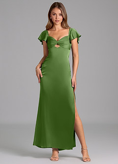 Azazie Demia Bridesmaid Dresses Basil Sheath Sweetheart Neckline Stretch Satin Dress image1