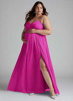 Azazie Annabelle Abiti da damigella d'onore premaman Abito A-Line con Scollo a V a Pieghe Maglia Floor-Length image7
