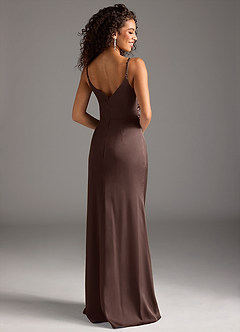 Azazie Deandra Bridesmaid Dresses Ganache Mermaid Pleated Stretch Satin Dress image2