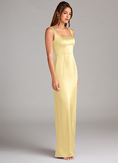 Azazie Flori Bridesmaid Dresses Butter Sheath Side Slit Stretch Satin Dress image3