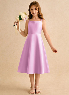 Azazie Jaella Girls Formal Flower Girl Klänningar Klä A-Line i Matt satäng Plisserad image4