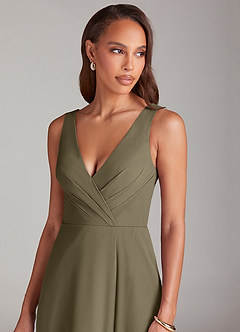 Azazie Nelly Bridesmaid Dresses Willow Green A-Line Pleated Chiffon Dress image6