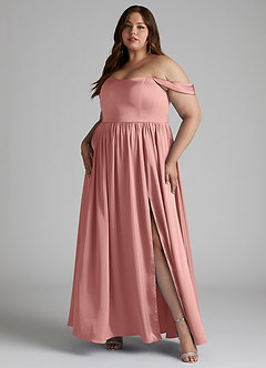 Azazie Morana Final Sale Rosette A-Line Off the Shoulder Stretch Satin Convertible Dress image12