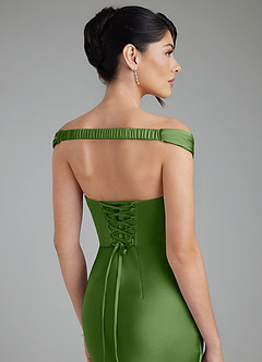 Azazie Stella Robes de demoiselle d'honneur Robe Fourreau Convertible en Satin extensible Corset Basilic image9