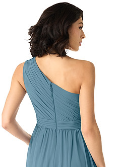 Azazie Mathilda Final Sale Agave A-Line One Shoulder Chiffon Dress image5
