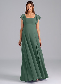 Azazie Bondi Maternity Bridesmaid Dresses A-Line Ruched Chiffon Floor-Length Dress image3