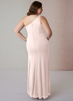 Azazie Jhene Final Sale Vintage Mauve Sheath One Shoulder Mesh Dress image8