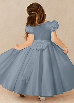Azazie Jewel vestidos de niña de las flores Vestido de Azul Polvoriento de Satin Mate de Princesa con Plisado image2
