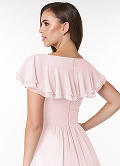 Azazie Hadley Modest Bridesmaid Dresses A-Line Pleated Chiffon Knee-Length Dress image7
