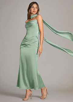 Azazie Sorrel Suknie dla druhen Syrena Gorset Satyna elastyczna Długość kostki Sukienka image4