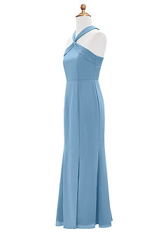 Azazie Rue Junior Steel Blue Mermaid Side Slit Chiffon Dress image8