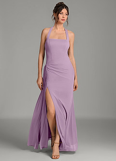 Azazie Ezra Vestidos de damas de honor Vestido Glicinia de Malla de Corte Sirena con Plisado image5