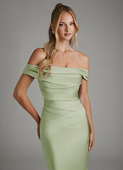 Azazie Hayden Bridesmaid Dresses Dusty Sage Mermaid Corset Stretch Satin Dress image3