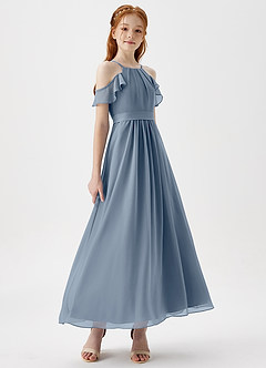 Azazie Chaya Junior Twilight A-Line Off the Shoulder Chiffon Dress image6