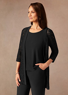 Azazie Mamrie Abiti per la Madre della Sposa Abito Tuta Pantaloni in Pizzo Nero image9