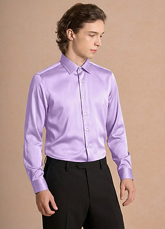 front Julian Lila Camisa de vestir de satén elástico