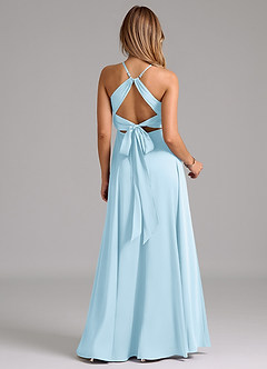 Azazie Evalleen Bridesmaid Dresses Sky Blue A-Line Pleated Stretch Satin Dress image6
