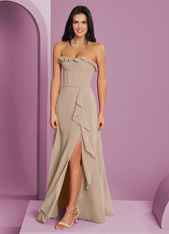 Barbie ♥ Azazie Bridesmaid Dresses Taupe A-Line Sweetheart Neckline Chiffon Dress image3