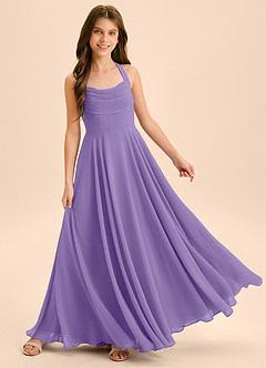 Azazie Kady Junior Abito A-Line in Chiffon Scollo a Cuore Tahiti image4