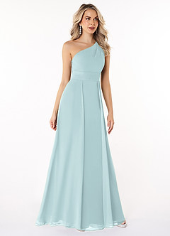Azazie Dallas Bridesmaid Dresses Mist A-Line One Shoulder Chiffon Dress image3