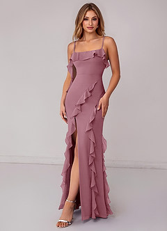 Azazie Malia Bridesmaid Dresses Vintage Mauve Sheath Ruched Chiffon Dress image4