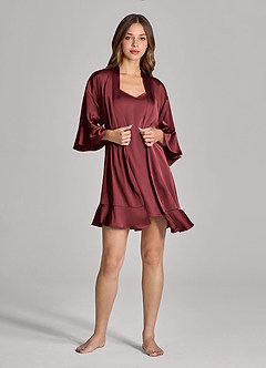 front 2-delat set med volangmönster och underklänning i satin