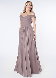 Azazie Audrianna Bridesmaid Dresses Dusk A-Line Off-The-Shoulder Gathered Chiffon Convertible Dress image2
