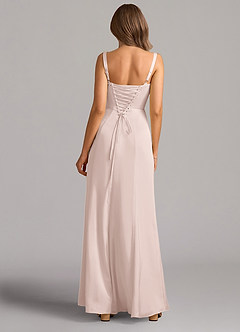 Azazie Amaris Robes de demoiselle d'honneur Robe Trapèze en Satin extensible Corset Rose Pâle image3