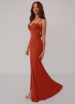 Barbie ♥ Azazie Bridesmaid Dresses Rust Mermaid Corset Stretch Satin Dress image4