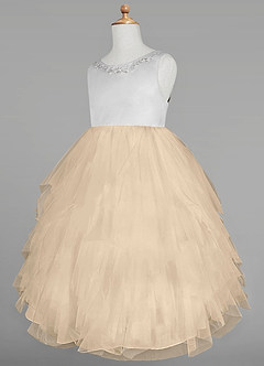 Azazie Redondo Abiti da Ragazza di Fiori Abito Principessa in Tulle Ricamato Champagne image7