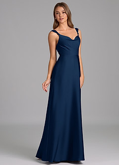 Azazie Beatrice 신부 들러리 드레스 A라인 스윗하트 네크라인 스트레치 새틴 바닥 길이 드레스 image5