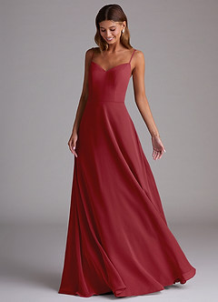 Azazie Marley Bridesmaid Dresses Pomegranate A-Line Off the Shoulder Chiffon Convertible Dress image5
