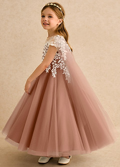 Azazie Dandelion Flower Girl Dresses Bronzer Ball-Gown Lace Dress image6