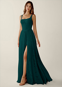 Megan Forest Green Lace A-line Prom Dress image5