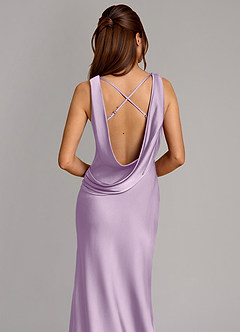 Azazie Cheryl Bridesmaid Dresses Frosted Lilac Mermaid Stretch Satin Dress image2